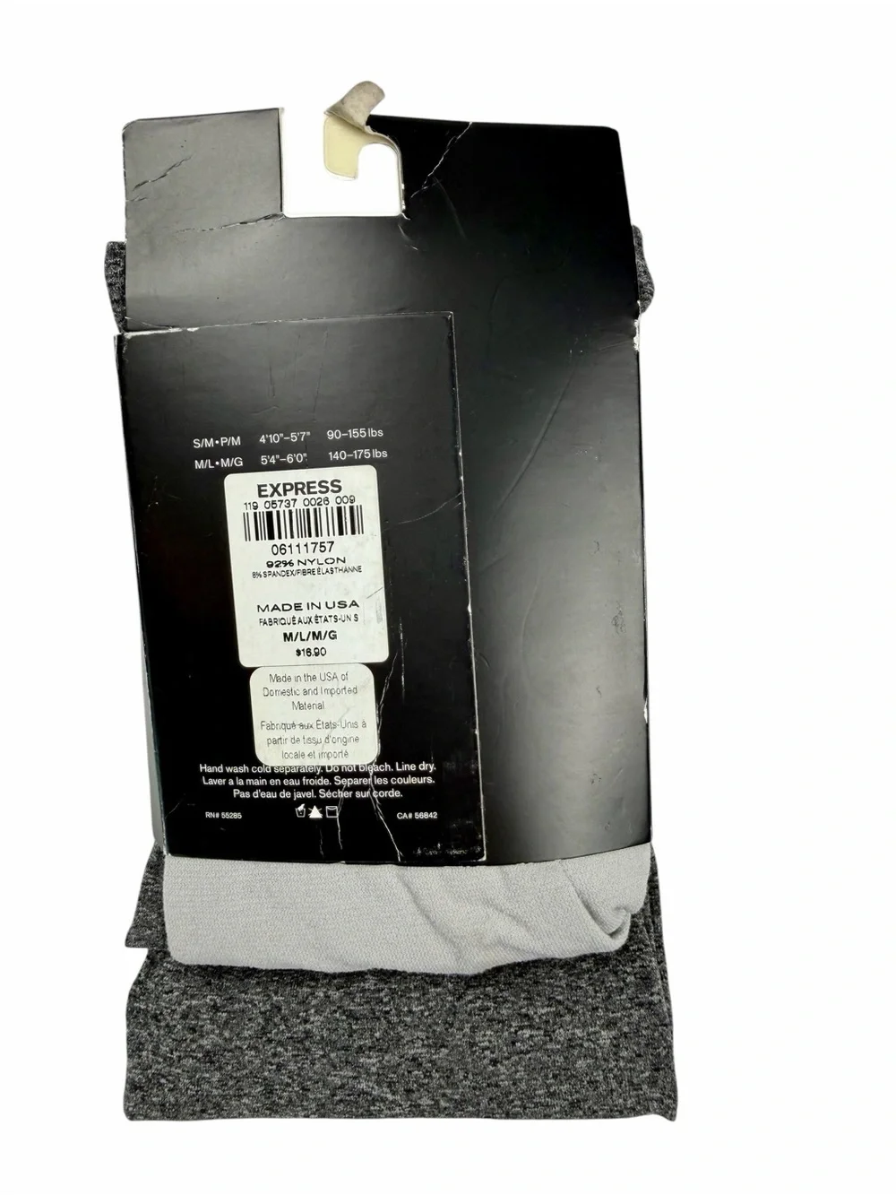 Express Women’s Full Length Tights M/L Charcoal and Gray 92% Nylon NWT